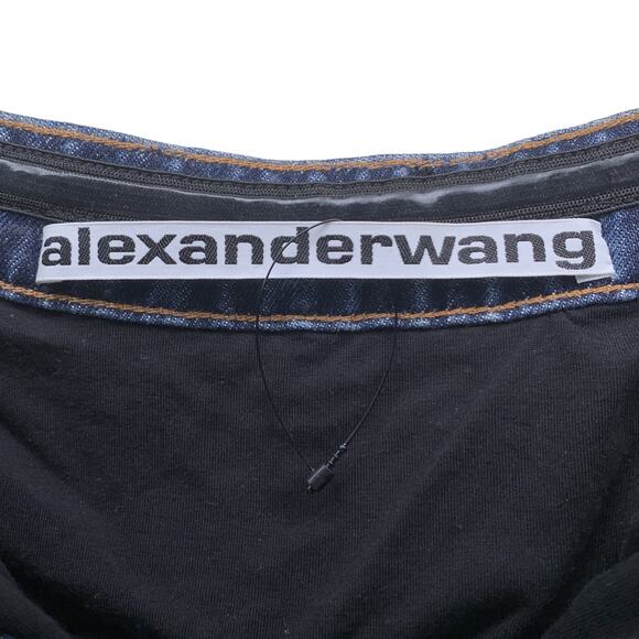 Alexander Wang Crystal Embellished Waxed Denim Strapless Jumpsuit - Picture 13 of 16